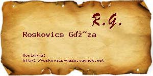 Roskovics Géza névjegykártya